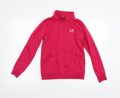 LA Gear Girls Pink Houndstooth  Full Zip Sweatshirt Size 11-12 Years