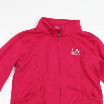 LA Gear Girls Pink Houndstooth  Full Zip Sweatshirt Size 11-12 Years