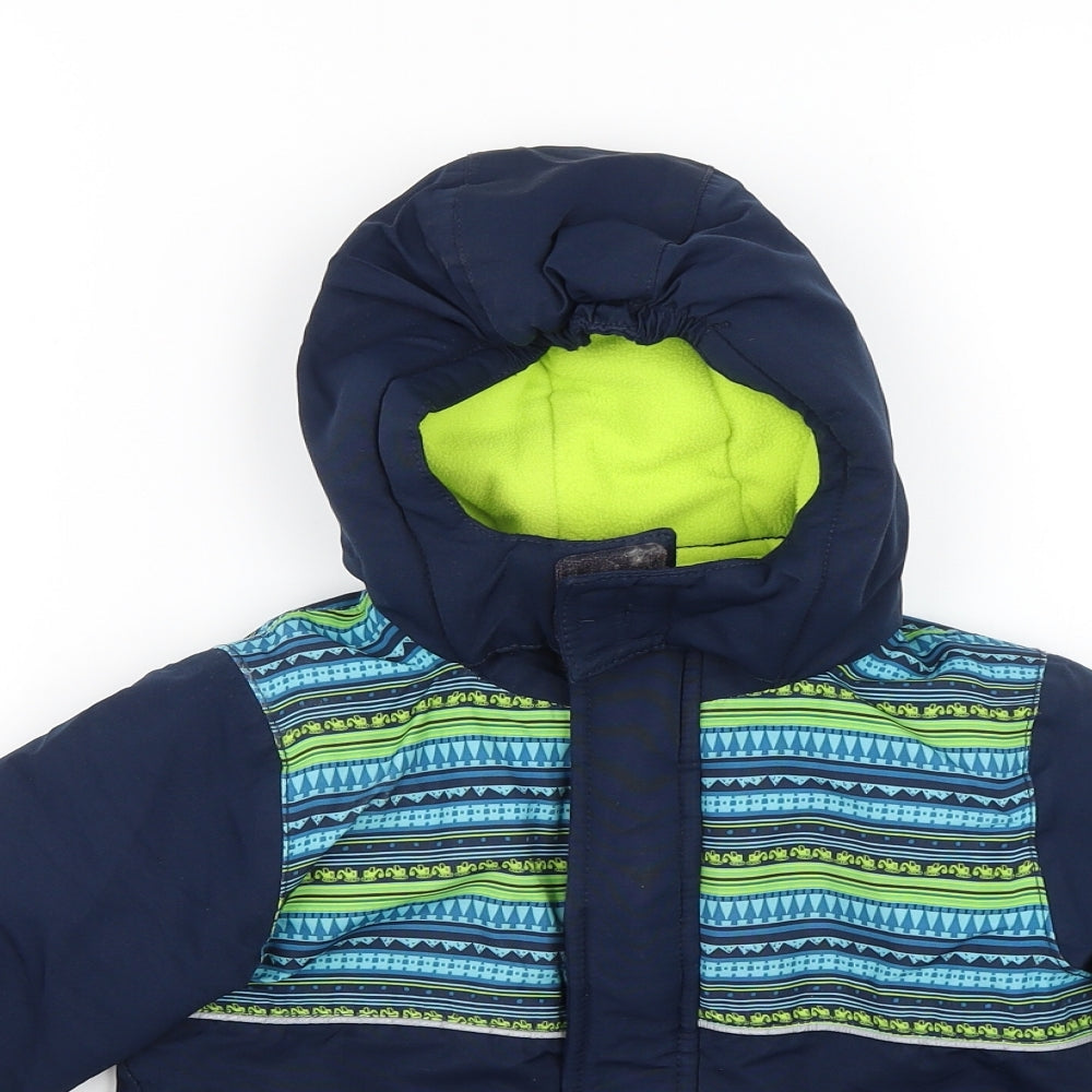 Close-up detail of Topo Mini boys’ blue ski jacket jacket, size 2, years