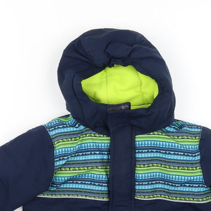 Close-up detail of Topo Mini boys’ blue ski jacket jacket, size 2, years
