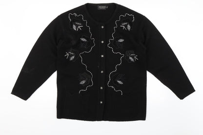 Paramour Womens Black Floral  Cardigan Jumper Size M