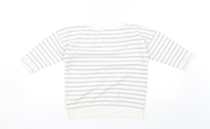 Atmopshere Womens White Striped  Pullover Jumper Size 8