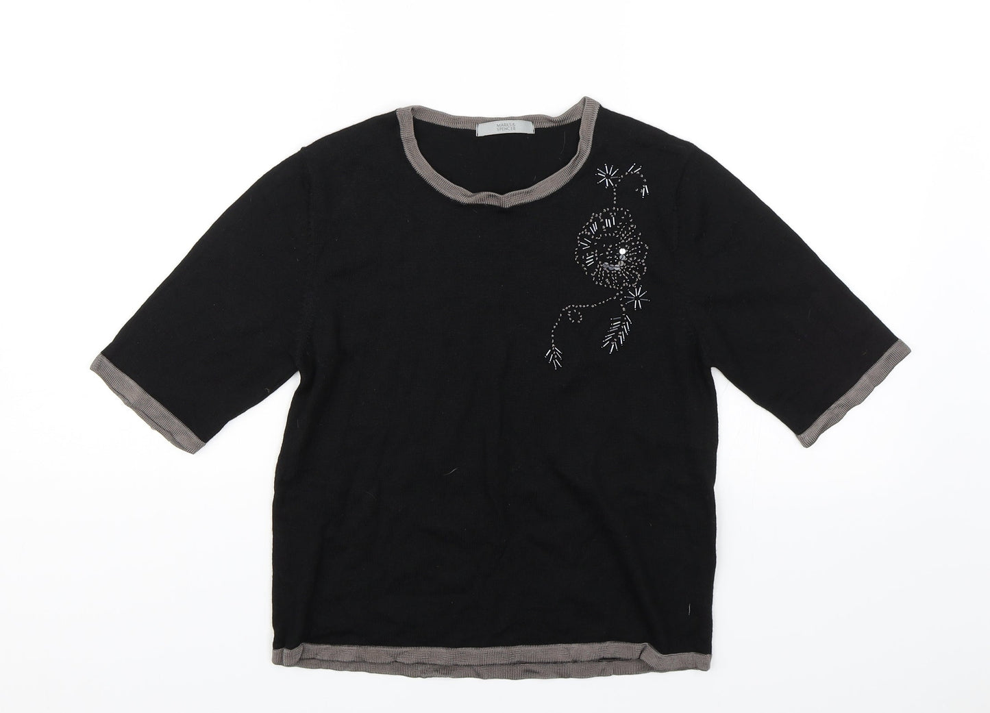 Marks and Spencer Womens Black   Basic Blouse Size 12  - Flower