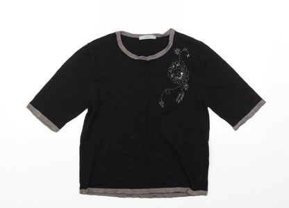 Marks and Spencer Womens Black   Basic Blouse Size 12  - Flower