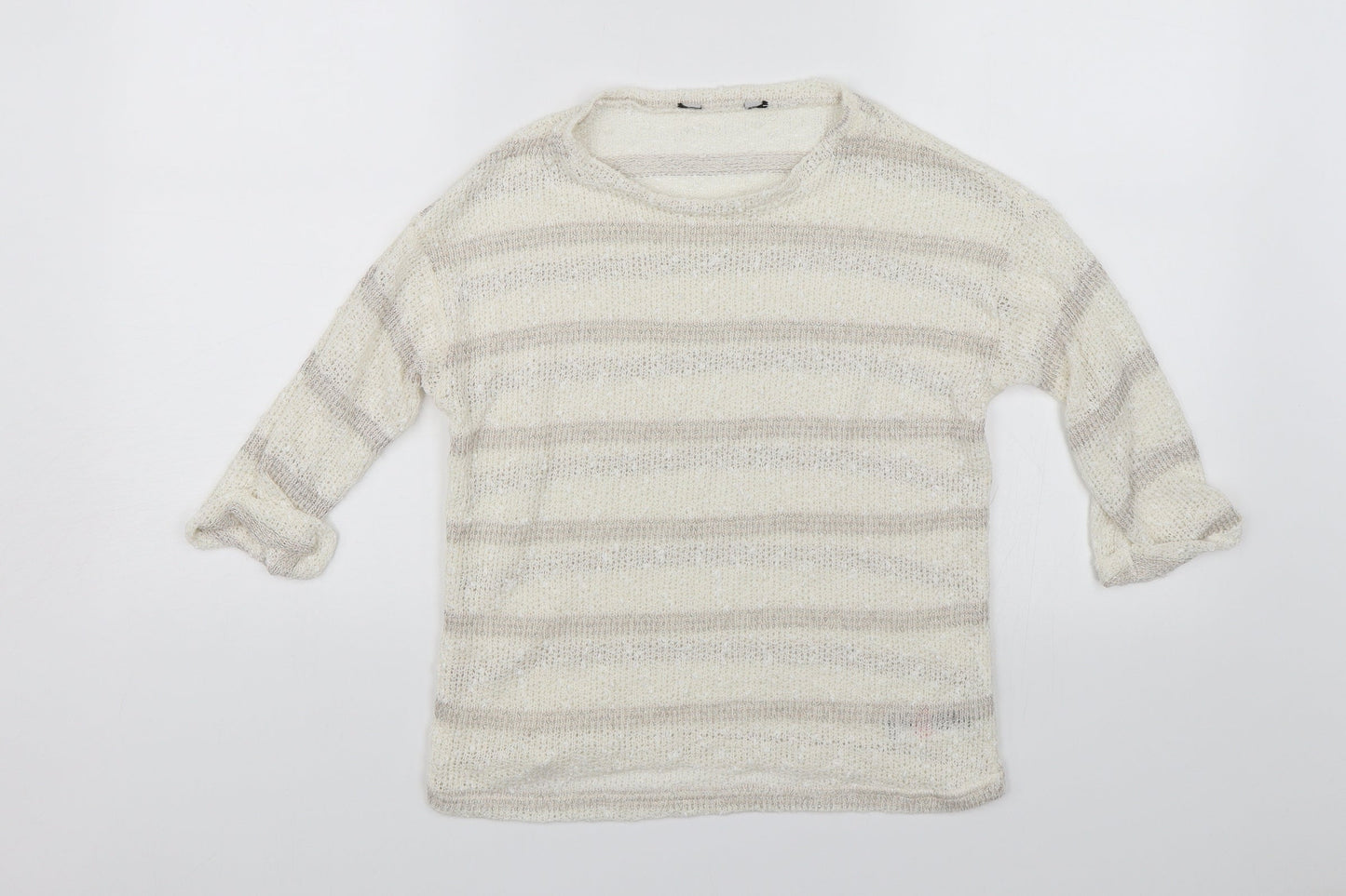 Dorothy Perkins Womens White Striped  Pullover Jumper Size 8