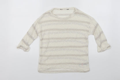 Dorothy Perkins Womens White Striped  Pullover Jumper Size 8