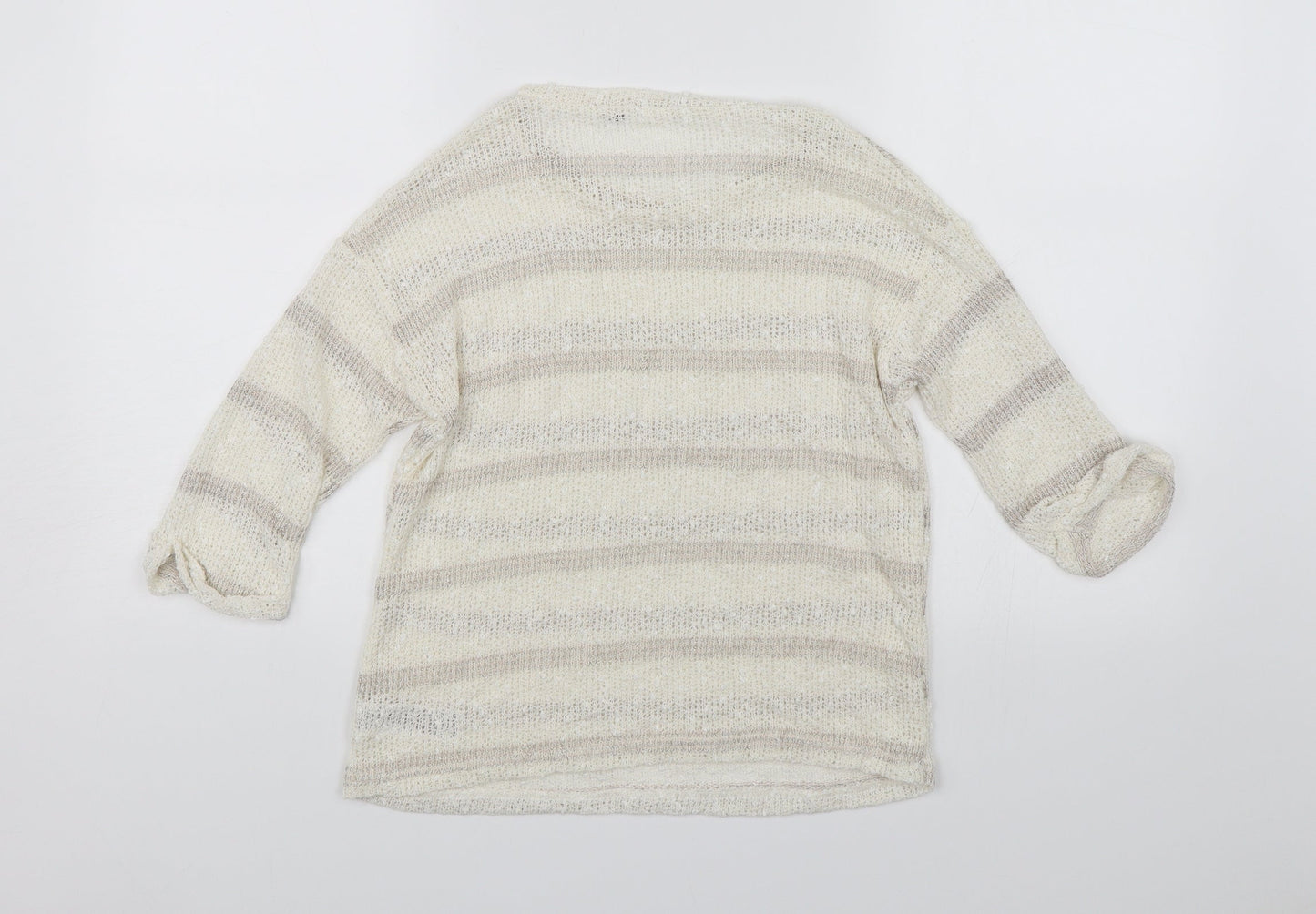 Dorothy Perkins Womens White Striped  Pullover Jumper Size 8