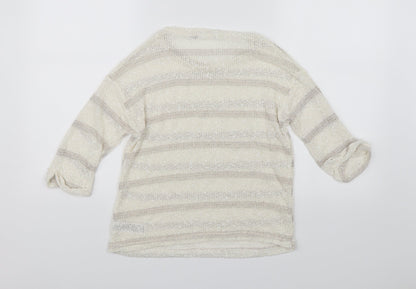 Dorothy Perkins Womens White Striped  Pullover Jumper Size 8