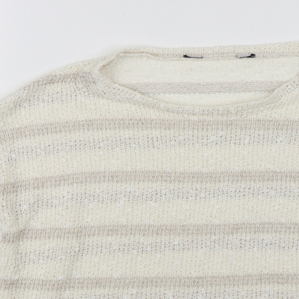 Dorothy Perkins Womens White Striped  Pullover Jumper Size 8