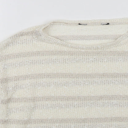 Dorothy Perkins Womens White Striped  Pullover Jumper Size 8