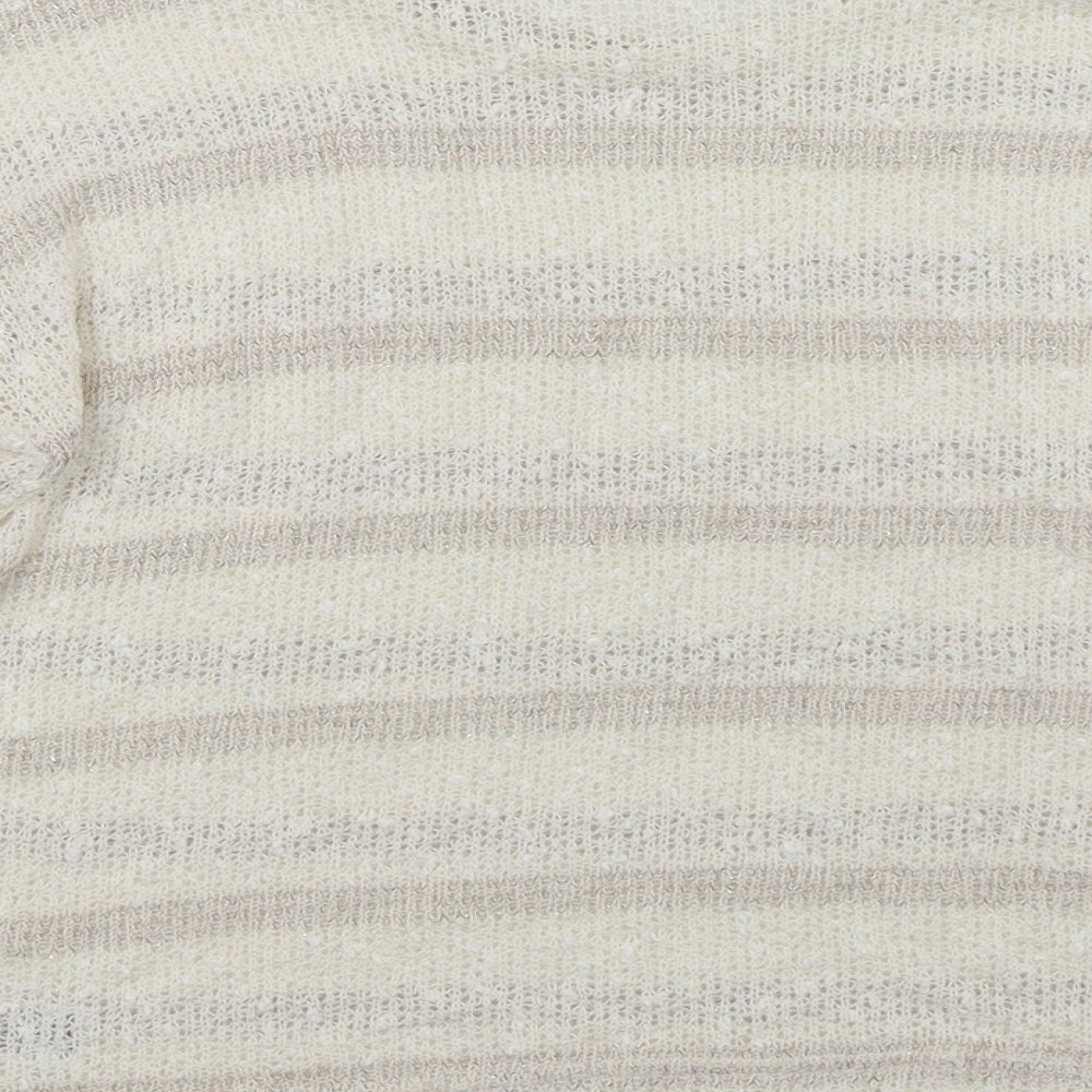 Dorothy Perkins Womens White Striped  Pullover Jumper Size 8
