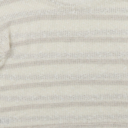 Dorothy Perkins Womens White Striped  Pullover Jumper Size 8