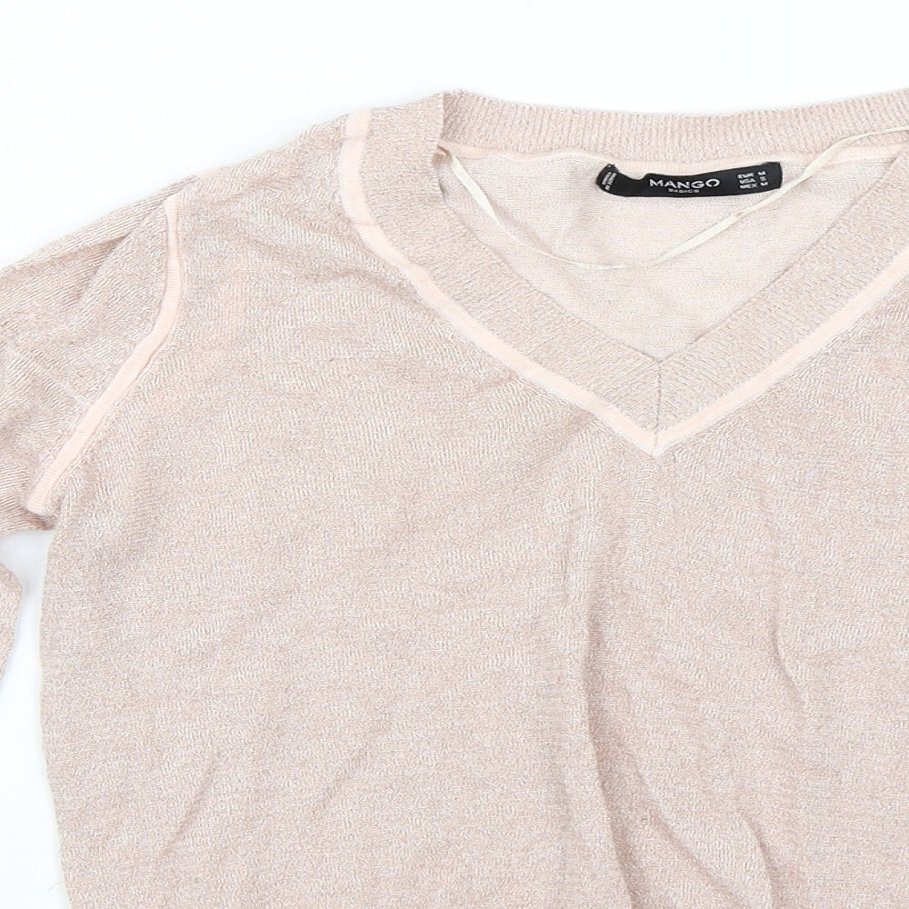 Womens UK Size M Mango Pink Basic T-Shirt