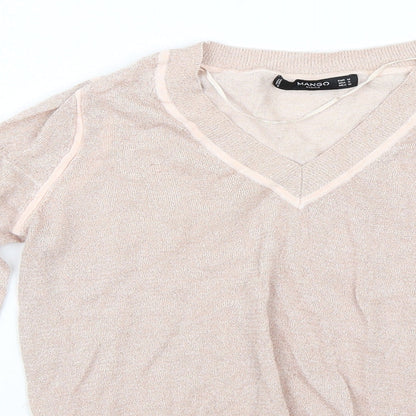 Womens UK Size M Mango Pink Basic T-Shirt