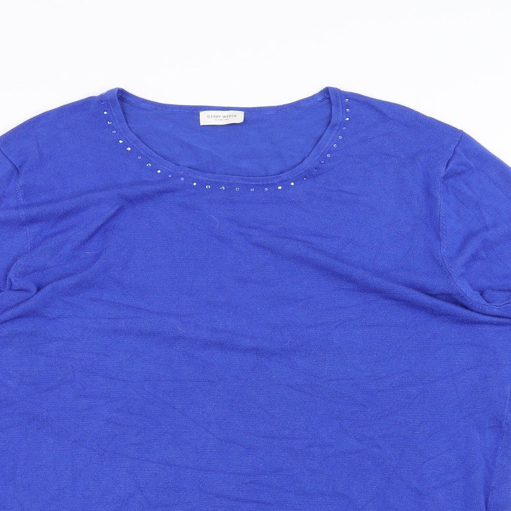 Womens UK Size 16 Gerry Weber Blue Basic T-Shirt