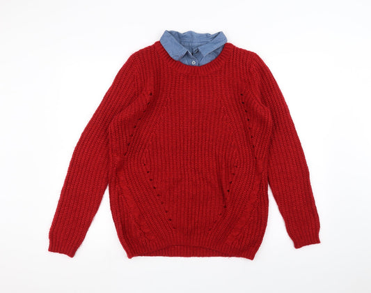 NEXT Womens Red  Knit Pullover Jumper Size 10