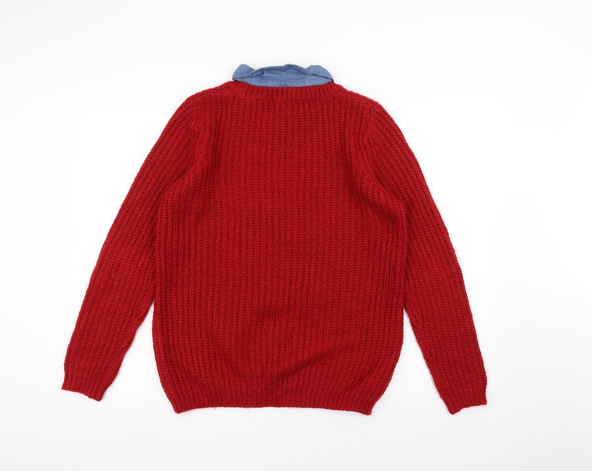 Next Womens Red  Knit Pullover Jumper Size 10