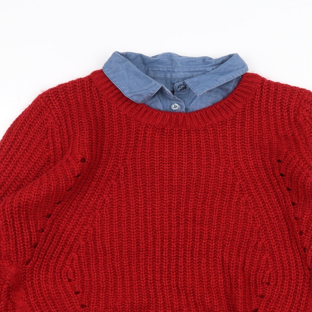 Next Womens Red  Knit Pullover Jumper Size 10