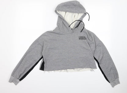 Bershka Womens Grey   Pullover Hoodie Size S  - cropped