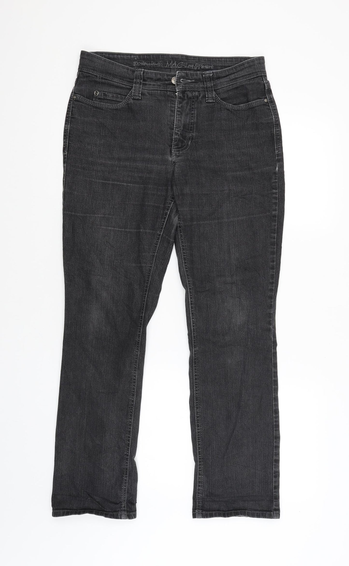 Womens UK Size 38 MAC Jeans Regular Fit Straight Black Jeans