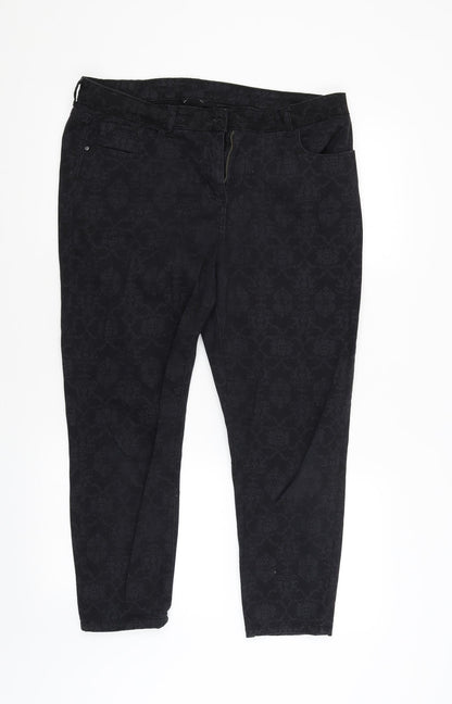 Womens UK Size 16 Preworn Regular Fit  Black Trousers