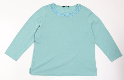 Bonmarché Womens Blue Pullover Jumper Size M - lace trim on collar