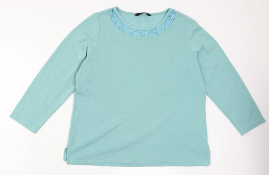 BM Womens Blue   Pullover Jumper Size M  - lace trim on collar