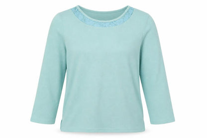 Bonmarché Womens Blue Pullover Jumper Size M - lace trim on collar