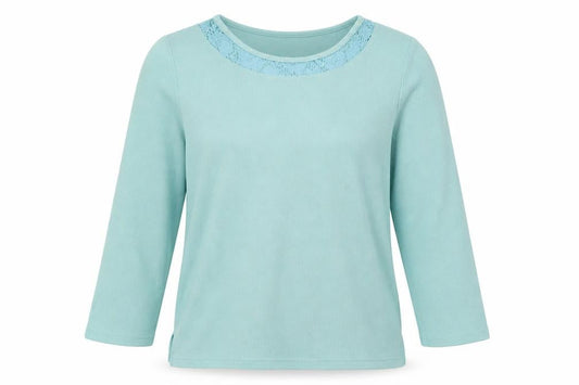 Bonmarché Womens Blue Pullover Jumper Size M - lace trim on collar