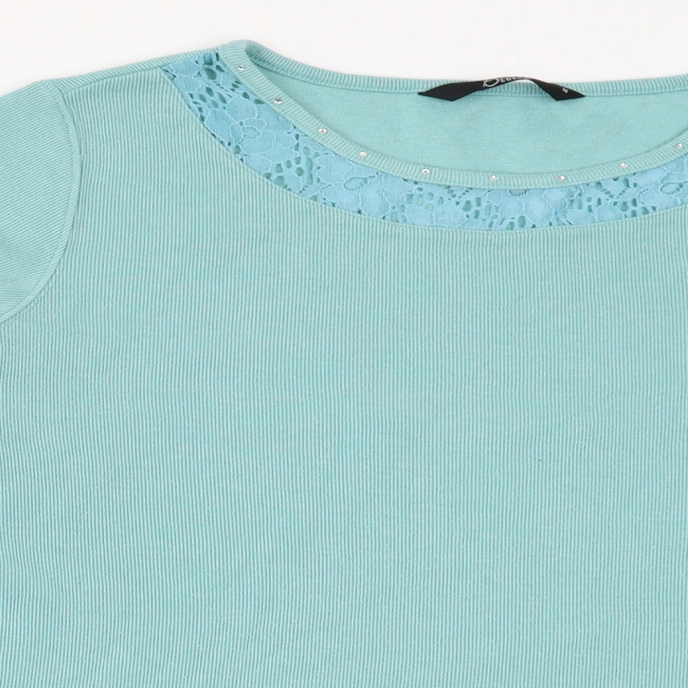 Bonmarché Womens Blue Pullover Jumper Size M - lace trim on collar