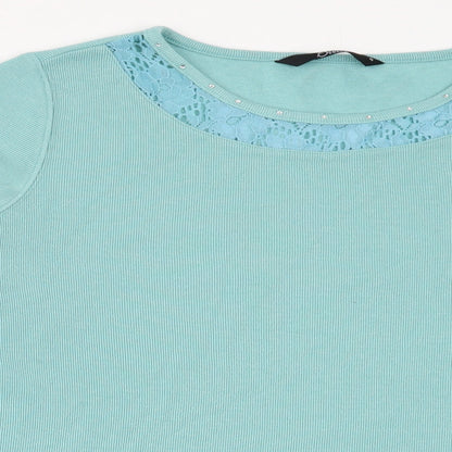 Bonmarché Womens Blue Pullover Jumper Size M - lace trim on collar