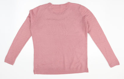 EWM Womens Pink  Knit Pullover Jumper One Size