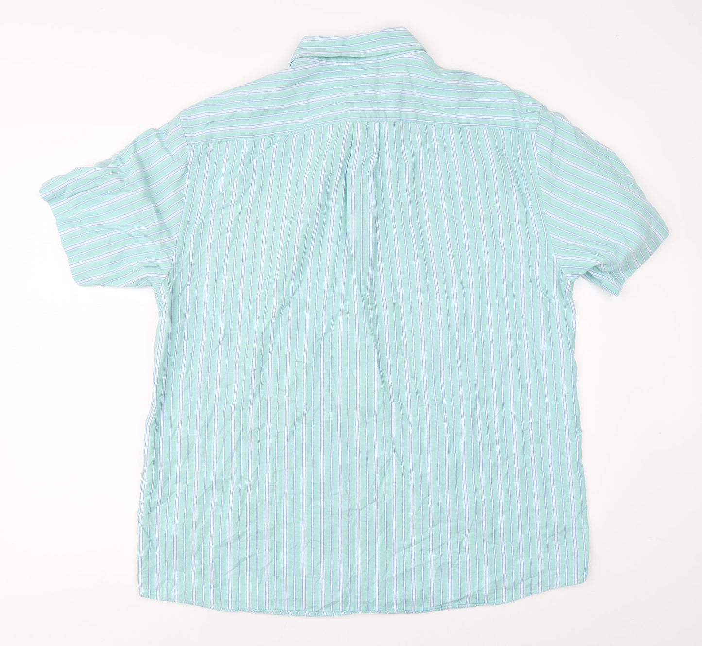 Mens UK Size L Marks & Spencer Green  Button-Up Short Sleeve Casual Shirt