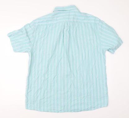 Mens UK Size L Marks & Spencer Green  Button-Up Short Sleeve Casual Shirt