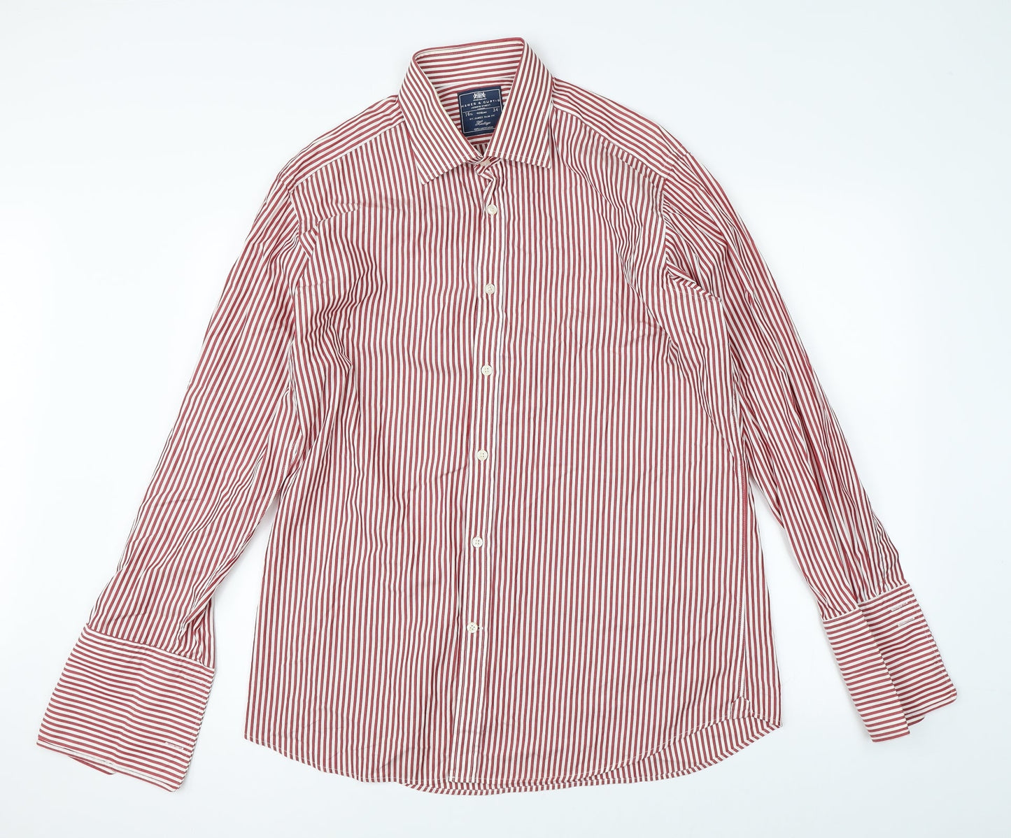 Hawes & Curtis Mens Red Striped   Button-Up Size L