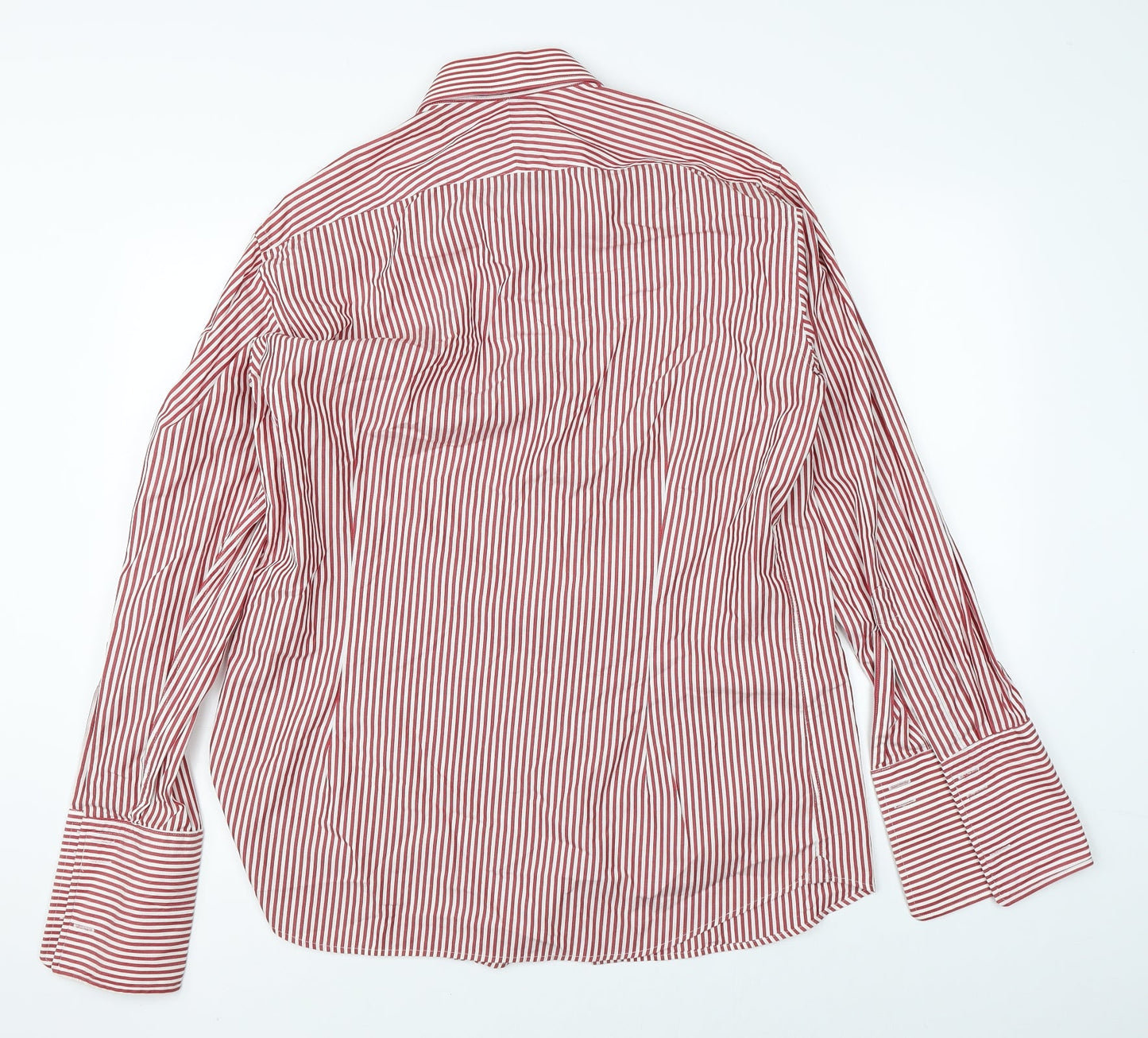 Hawes & Curtis Mens Red Striped   Button-Up Size L
