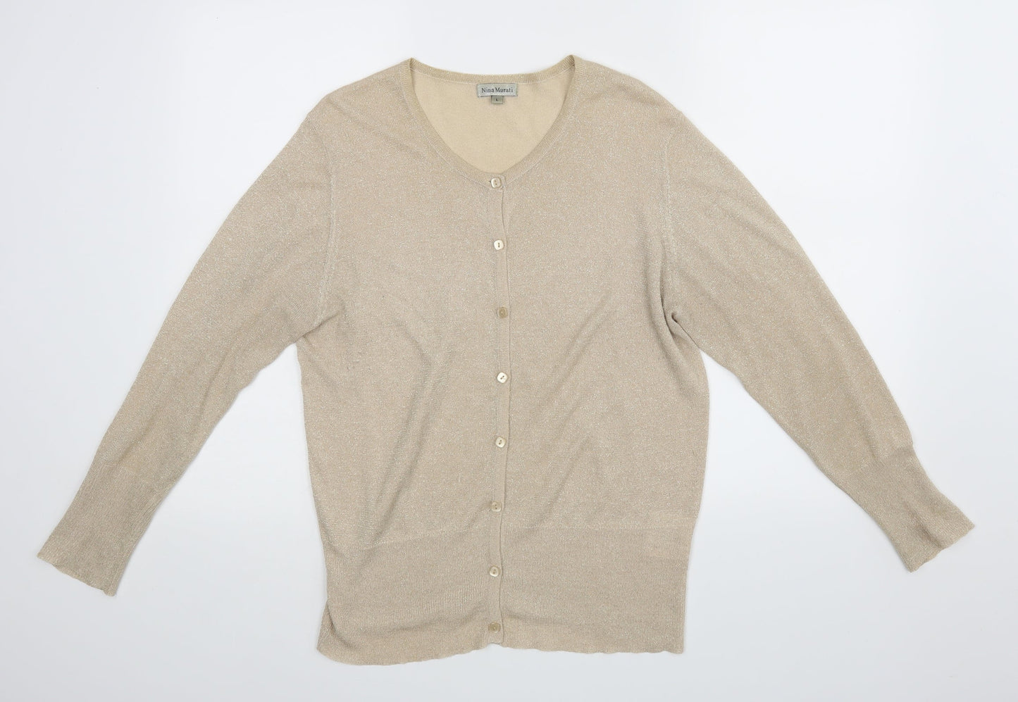 Nina Murati Womens Beige   Cardigan Jumper Size L