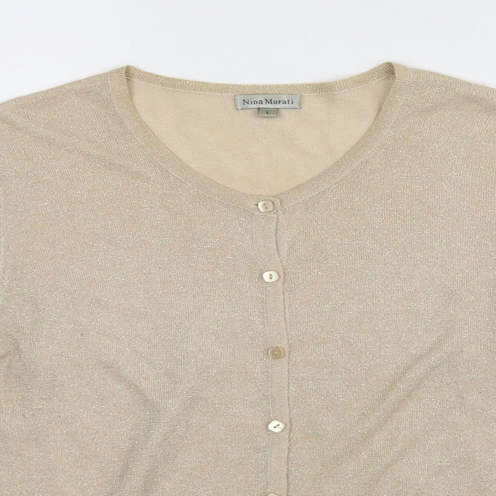Nina Murati Womens Beige   Cardigan Jumper Size L