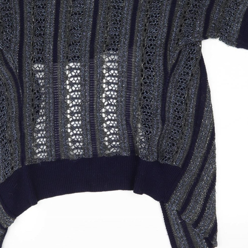 Miss Selfridge Womens Blue Striped  Wrap Jumper Size 8