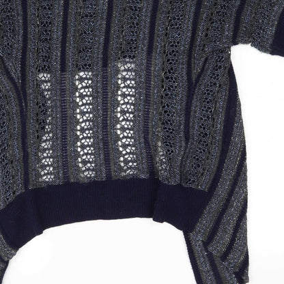 Miss Selfridge Womens Blue Striped  Wrap Jumper Size 8