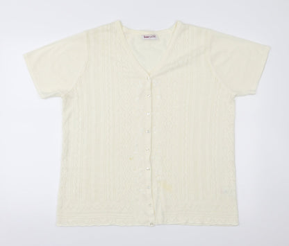 Bonmarché Womens Ivory Floral Knit Cardigan Jumper Size L