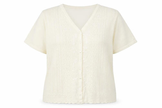 Bonmarché Womens Ivory Floral Knit Cardigan Jumper Size L