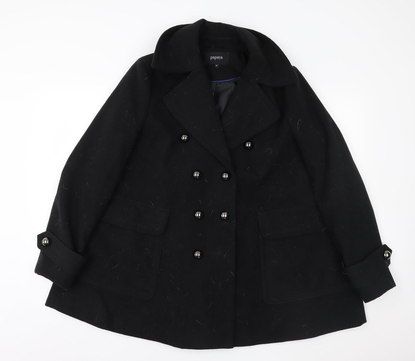 Papaya Womens Black   Overcoat Coat Size 14