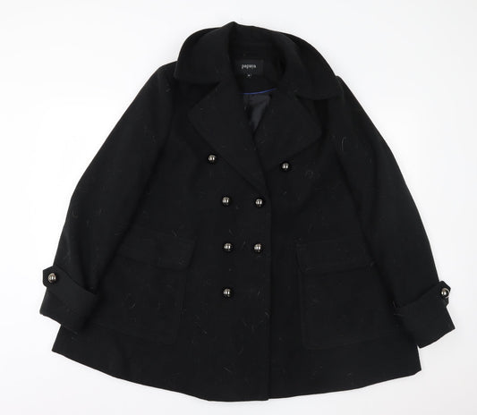 Papaya Womens Black   Overcoat Coat Size 14