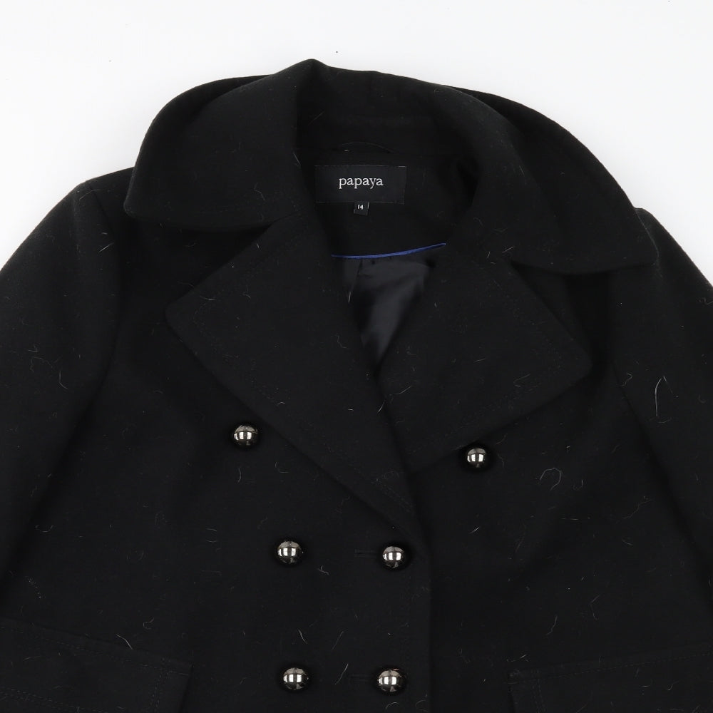 Papaya Womens Black   Overcoat Coat Size 14