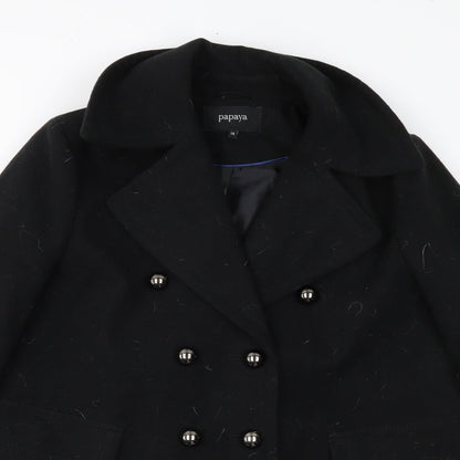 Papaya Womens Black   Overcoat Coat Size 14