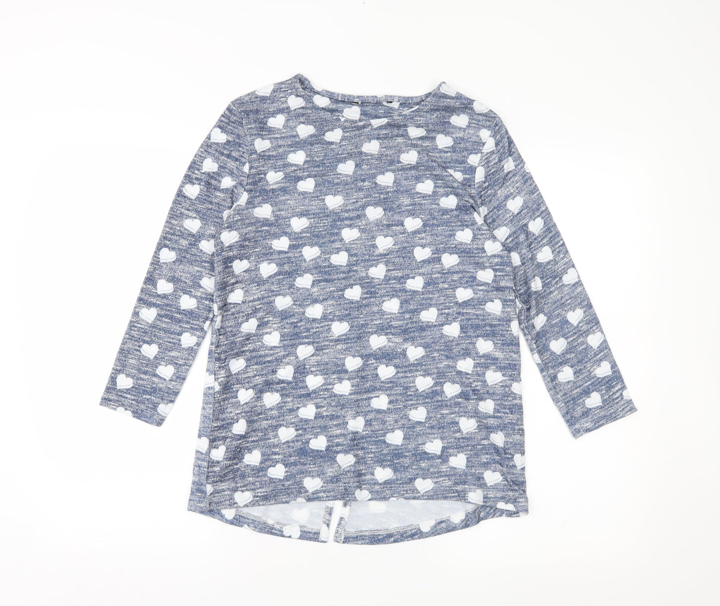 TU Womens Blue Geometric Jersey Top Pyjama Top Size 8