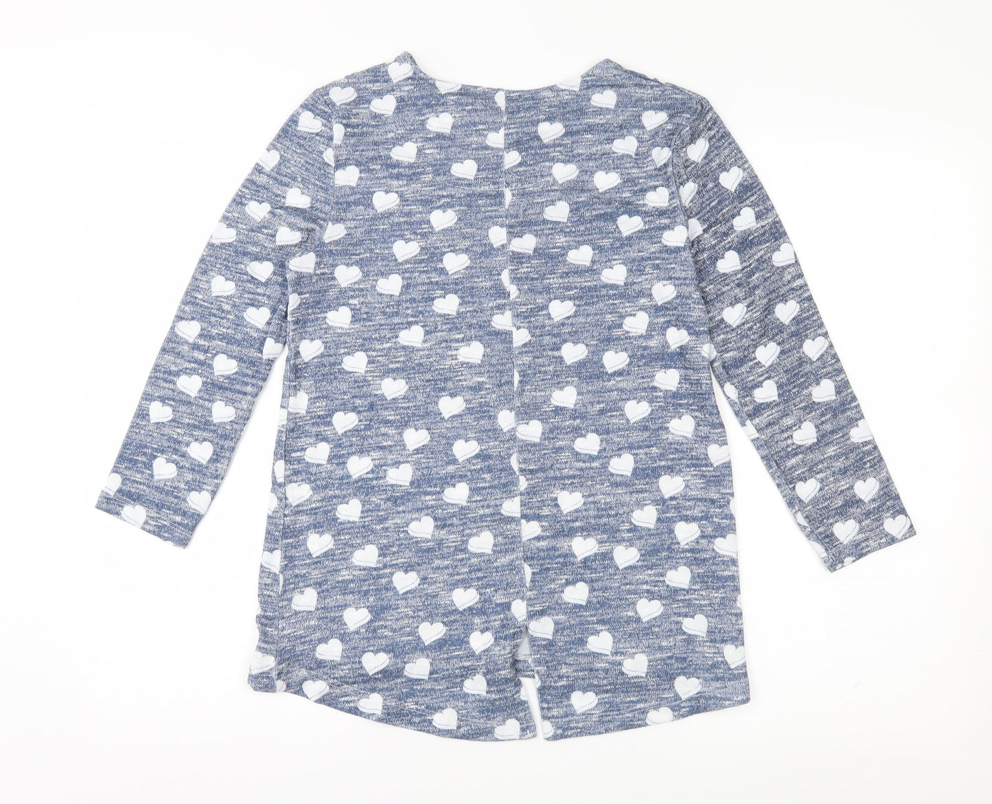 TU Womens Blue Geometric Jersey Top Pyjama Top Size 8