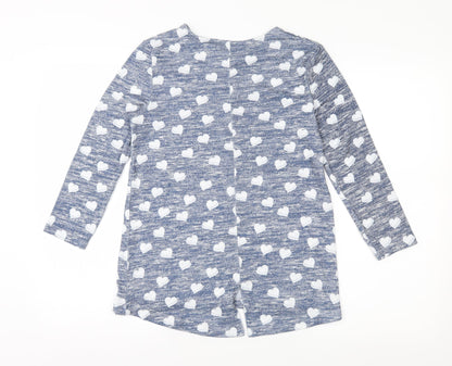 TU Womens Blue Geometric Jersey Top Pyjama Top Size 8