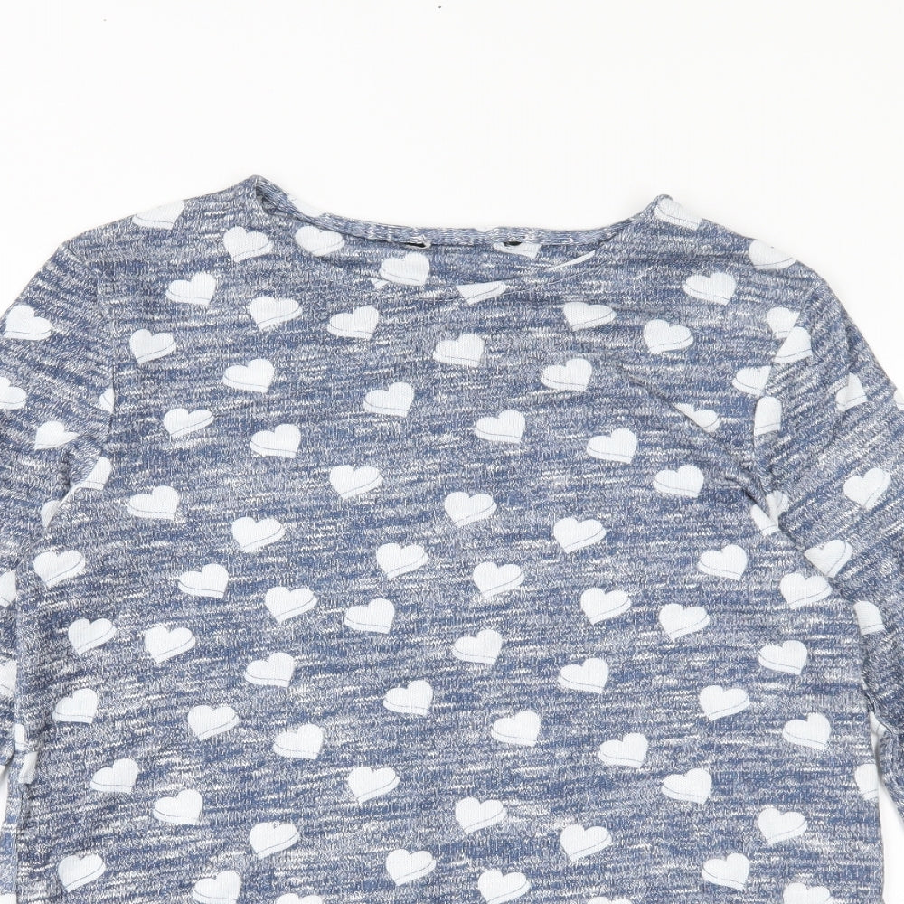 TU Womens Blue Geometric Jersey Top Pyjama Top Size 8